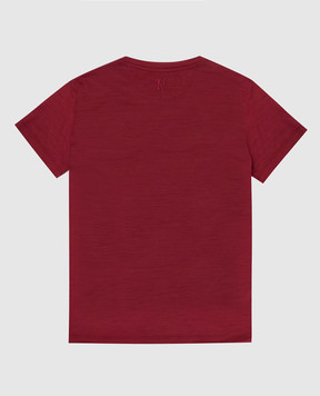 Stefano Ricci Children's burgundy wool T-shirt with emblem embroidery YNH0300320WV