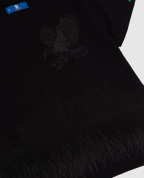 Stefano Ricci Children's black t-shirt with embroidery YNH84001PC803