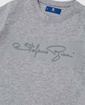 Stefano Ricci Children's light gray T-shirt with logo YNH0300280TE1808