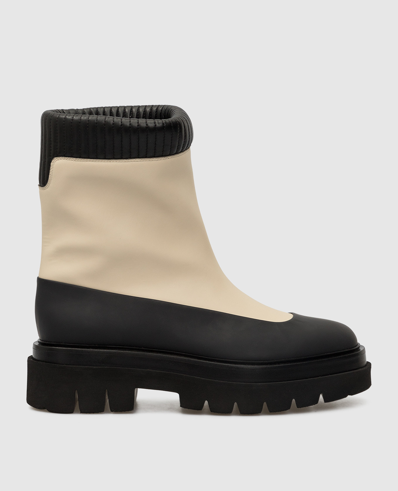 Leather boots with contrast insert santoni