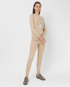 Be Florence Beige patterned cashmere joggers F2112