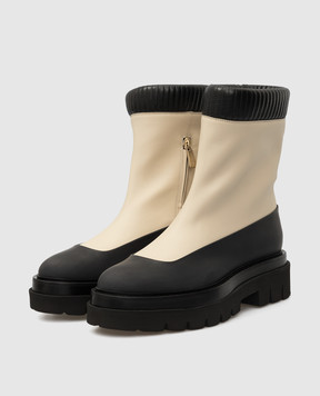 Santoni Leather boots with contrast insert WTEI59696GOMNDUR