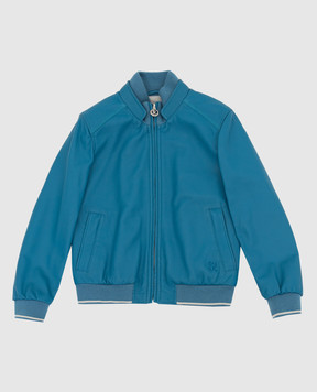 Stefano Ricci Children's turquoise leather bomber jacket YDJ92001005110