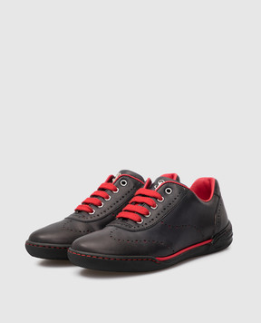 Stefano Ricci Children's dark blue leather sneakers YRU02G8005VBVVTS
