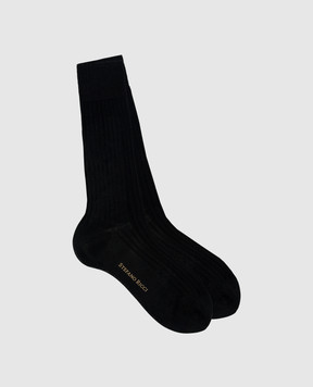 Stefano Ricci Black ribbed socks C009UN0001C009UN