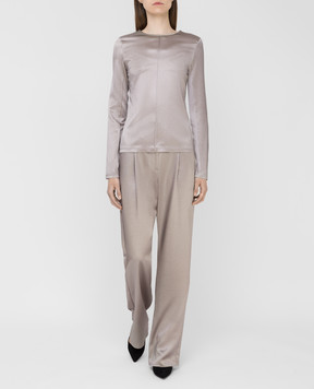 Sally LaPointe Gray silk blouse RS19213201