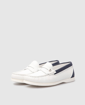 Stefano Ricci Children's white leather slippers YRU02G8090SKTS