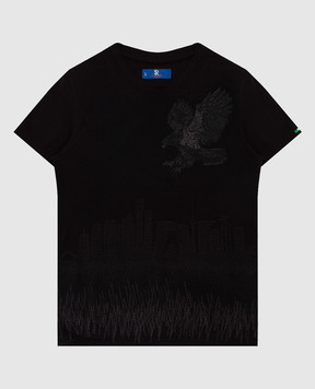 Stefano Ricci Children's black t-shirt with embroidery YNH84001PC803