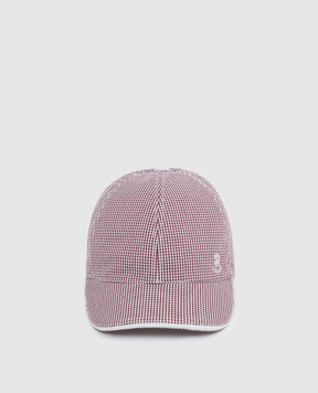 Stefano Ricci Children's light burgundy checkered cap YVF5190K903
