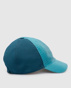 Stefano Ricci Children's dark turquoise cap with leather inserts YVF5347CFVRL