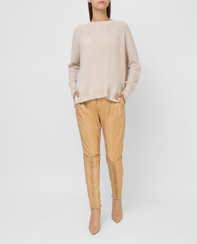Gucci Beige pants made of python leather 264366