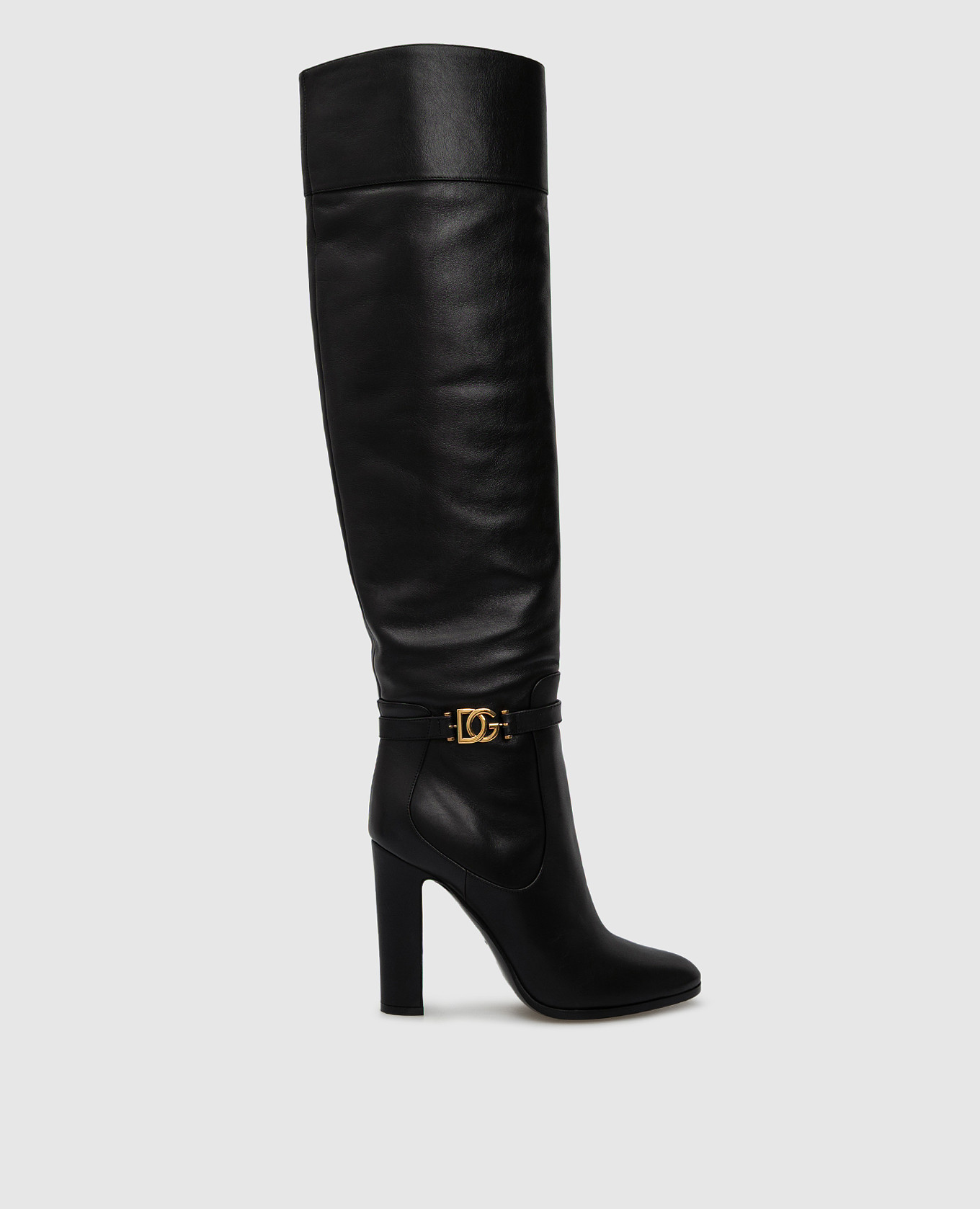 Black leather over the knee boots dolce&gabbana