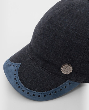 Stefano Ricci Children's dark gray wool and silk cap with a pattern YVF5348PWKL901