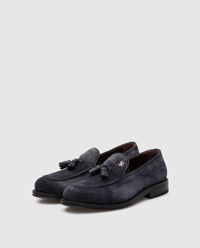 Stefano Ricci Children's dark blue suede slippers YRU10C8028SDVTS
