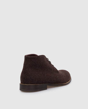 Stefano Ricci Baby dark brown cashmere desert boots YR59CG8026CA10