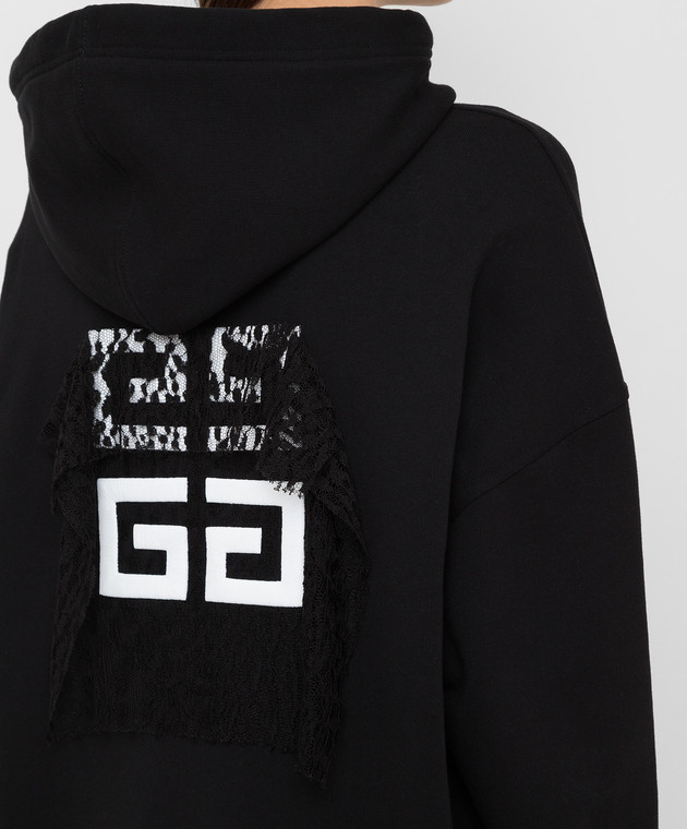 Givenchy - Hoodie with embroidered logo and lace inserts
