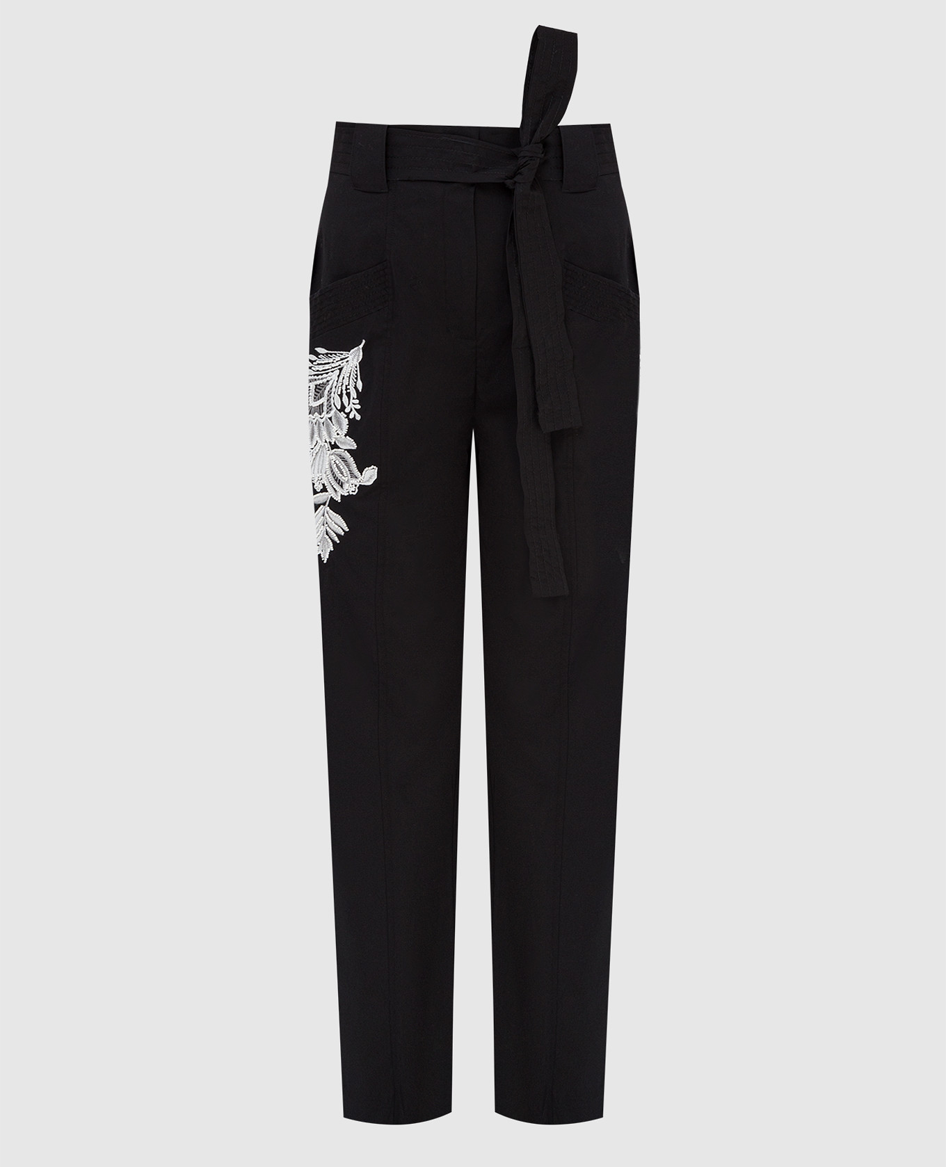 

Pants with embroidery Twinset, Black