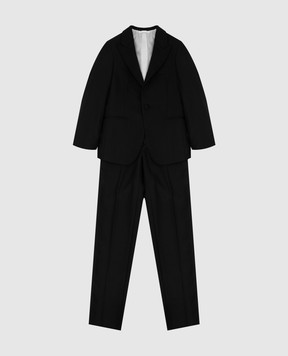 Stefano Ricci Children's black patterned wool suit Y2SF731260HC5373