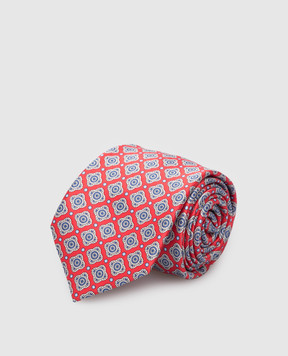 Stefano Ricci Children's coral silk set of patterned tie and pache scarf YDH27031