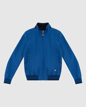 Stefano Ricci Reversible blue jacket for children in wool, cashmere and silk YDJ9200130HCB43